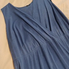 Vintage Maxi Dress Blue And Yellow With Tie Dye Hem Size 4X