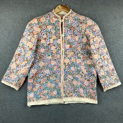 Vintage Hand Embroidered Jacket Kashmiri Indian Crewel Floral Size M