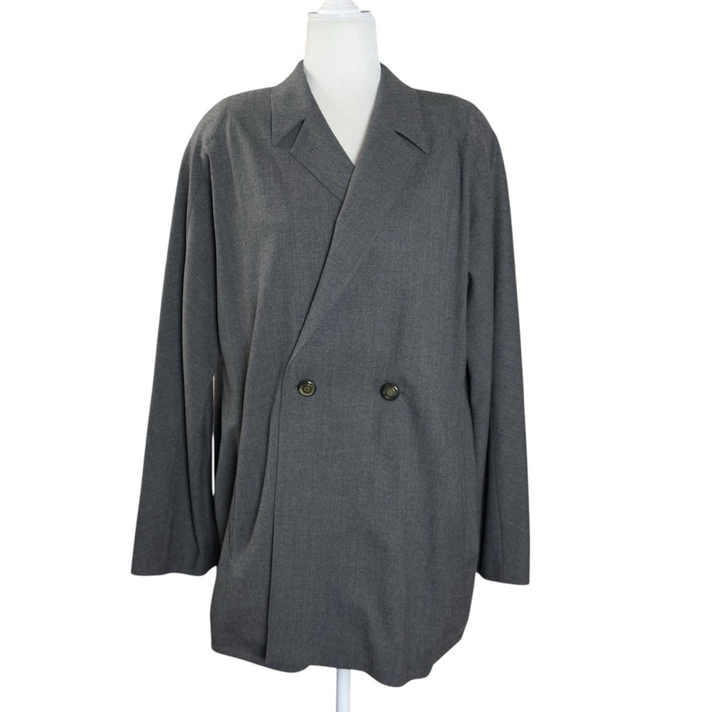 Vintage Escada Gray Virgin Wool Double-Breasted 80s 90s Power Blazer Eu 36 US 6