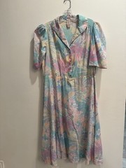 VTG 1980s Pastel Floral Sue & Lenny Shirtwaist Midi Dress Cottage Core Granny