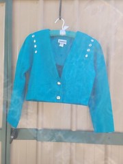 Banjo Ladies Vtg Teal Jacket 17″ Pit To Pit Western Classic Trendy Show Dallas