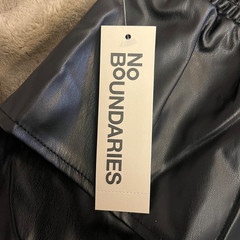 No Boundaries Black Faux Leather Tiered Mini Skirt Size L 12-14 NEW Y2K club