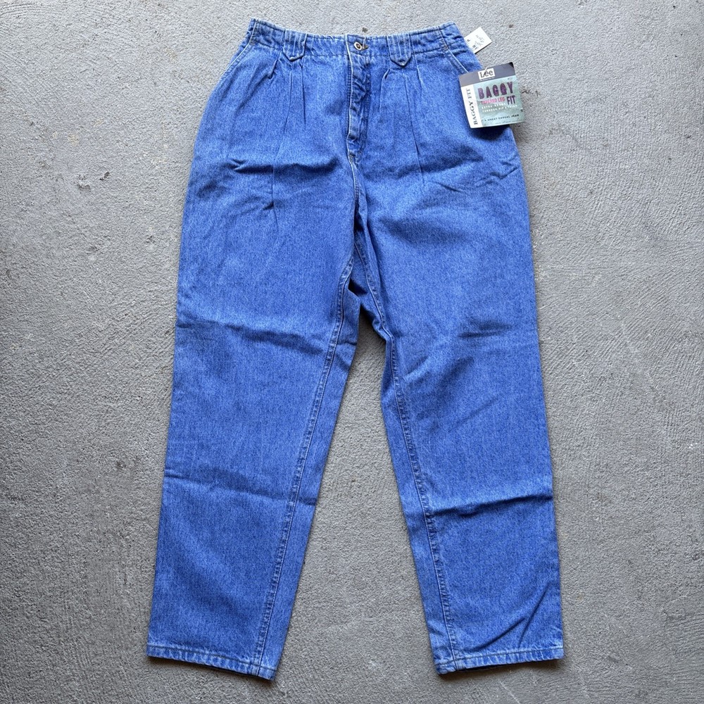Deadstock 80s LEE Women’s Mom Jeans Light Wash Denim 16 P Vintage Baggy Fit