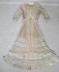 Antique Edwardian 1900’s Ecrew Lace Tea Dress Bridal Dress Delicate Ivory AS IS