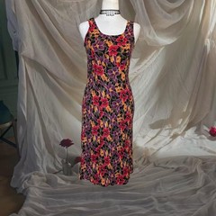 Vintage 90s Whimsygoth Floral Midi Dress