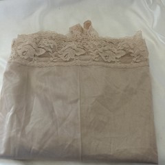 Deena Silky Long Vintage Slip 36 Beige Floral Lace Trim Lingerie Sleepwear