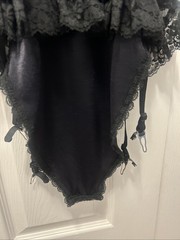 VTG 90’s Shirley Of Hollywood Black Lace Teddiette Underwire Corset&Garter S-L