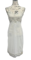 Vintage Ivory with Lace Babydoll Peignoir Nightgown Negligee w/ Shoulder Straps