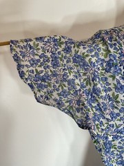 VTG 40s Day Dress White W/Blue Pink Floral Print 100% Cotton 36 Waist (Many Flaw