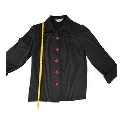 Vtg 70’s JC Penney Fashions Blazer Top Button Up Jacket Black Red Womens 16 1/2