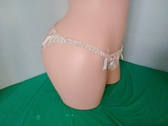 Panties String Bikini Lingerie Glossy Satin Second Skin XXL Champagne Stretchy