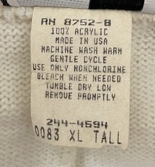 Vintage Beldoch Popper Sweater Pants XL Tall Ivory Tight Knit Pull On Stretch