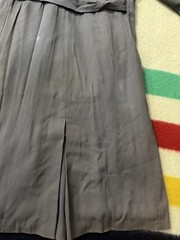 Vintage 40s 50s 60s Gabardine Rayon Sun Faded Mouton Fur Collar Overcoat Trench