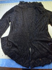4216 Antique 1880’s Woman’s black beaded/braided bodice, lovely buttons