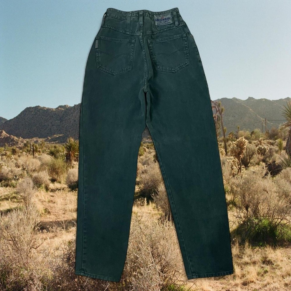 Vintage 1980s Union Bay Forest Green High Waisted Straight Leg Jeans 26″ Waist