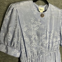 VTG Florentine Periwinkle Blue Jacquard Midi Dress Sz 10 fits like a Medium
