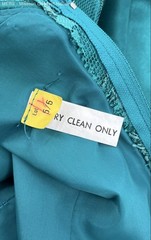 Womens Teal Lace Puff Sleeve Bow Back Dress Gown Formal Size 5 6