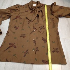 vtg Jantzen Women’s Button-Up Shirt birds Tie Neck blouse top sz 12