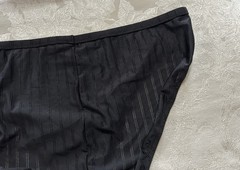 Vtg WARNER’S Unmentionables 01677 Polyester Striped 9/2XL Black Brief Panties