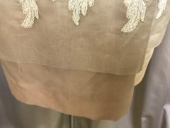 Vintage “Union” made with silk & taffeta flowerly embroidered ivory/peach dress