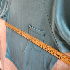 Vintage ILGWU Union Made In USA 3/4 Sleeve Pocket Shirt Medium Green Reflections