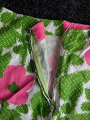 Vtg Made in Hawaii Hawaiian Bright Green Pink Flowers 2pc Set Playsuit 70s L/XL