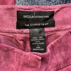 VTG RARE Suede Leather Moda Int By Victoria Secret 100% Christie Fit 6 Pants Red