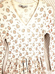 Vintage Carole Hockman Prairie Gown Dress Sleepwear 90sLounge Gown Rib Cotton S