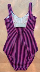 Vintage 80s Robby Len Magenta Black Textured One Piece Swimsuit Probable Sz S