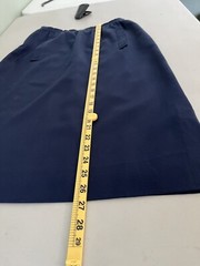 COURREGES PARIS Vtg Blue 100% Wool Skirt Pockets Lined Side Slits Size A (Small)
