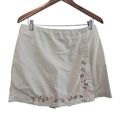Vintage Sonoma Y2K Skort Womens Sz 14P White Floral Cottage Boho Preppy Coquette