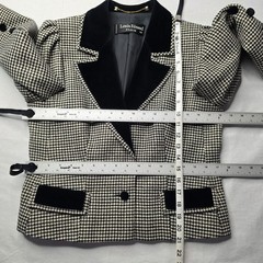 Louis Feraud Paris Vintage Women’s Wool Houndstooth Skirt Suit 42 EU Velour Trim