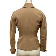 VTG 1940s Juilliard Taupe Tan Virgin Wool Double Breasted Fitted Blazer Jacket