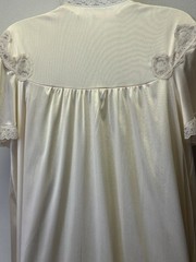 JC Penney Vintage Two-Piece Nylon Nightgown Robe Peignoir Set S / M Ivory Silky