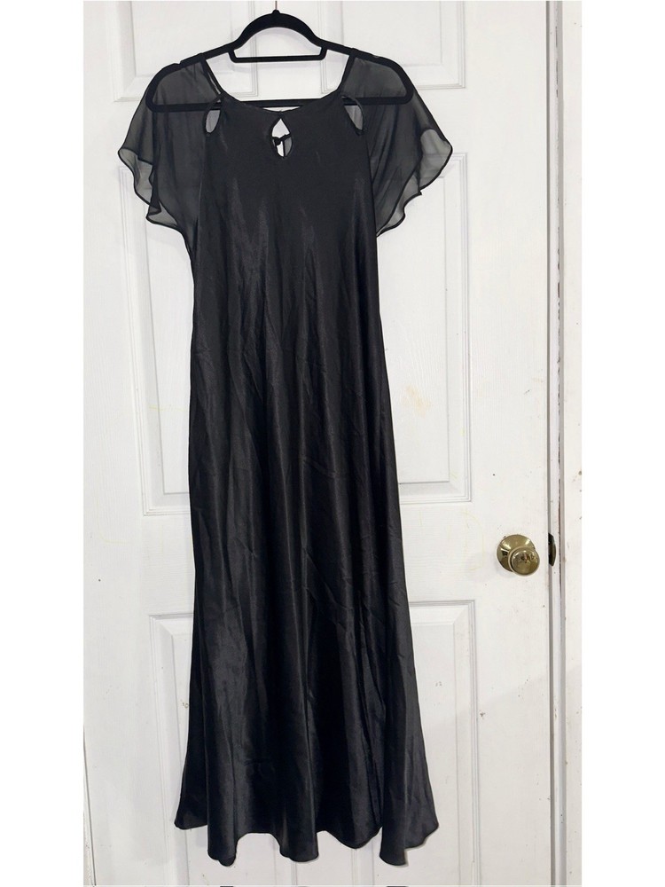 Vtg Valentino Intimo Floor Length Saks Fifth Avenue Slip Dress Black -Large