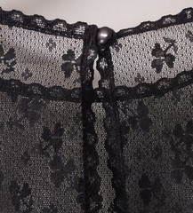 Vintage Jolie Two Black Nylon Sheer Lace Floral Step In Teddy S