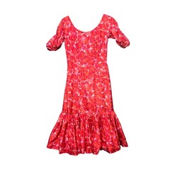 Vtg Handmade Suzy Perette Advance 7942 Floral Ruffle Hem Party Dress Pink