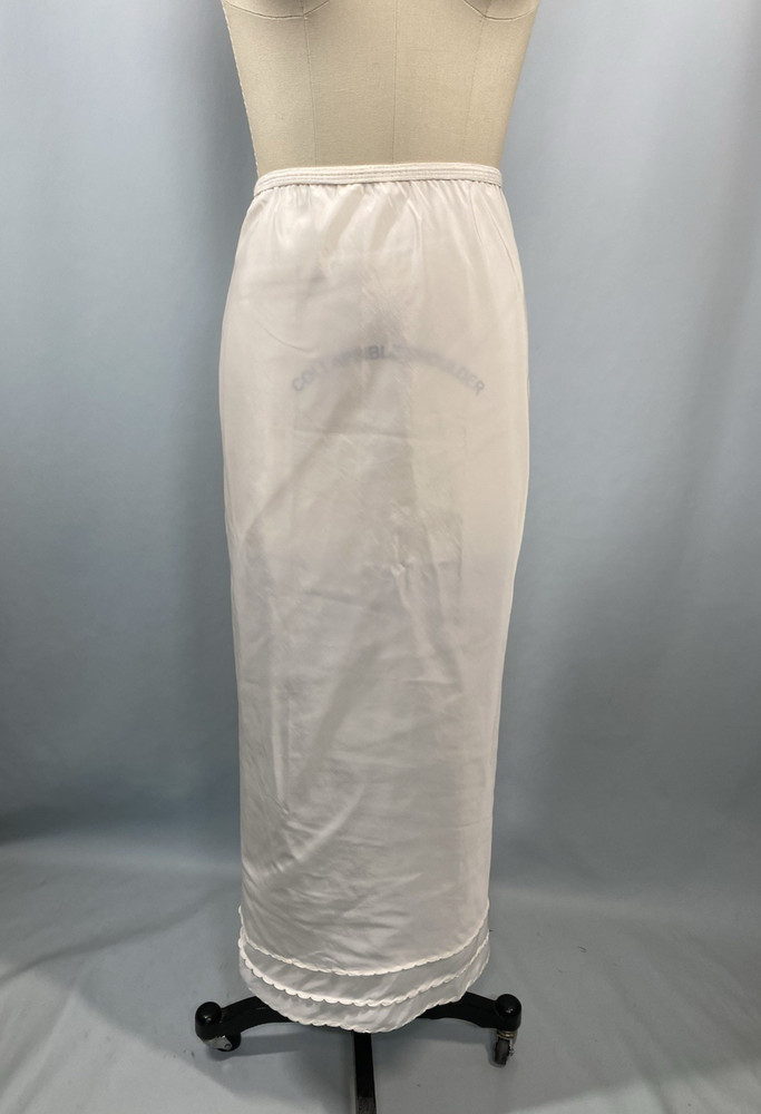 Vintage Half Slip SIZE SMALL white long LENGTH 36″ formal slit SNIP-IT 60s 70s