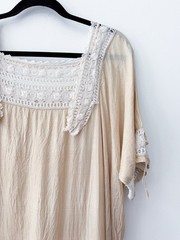 1920s Antique Vintage Cream Silk and Crochet Lace Dress Lingerie Nightgown
