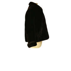 Dark Brown Sheered Lamb Short Coat Bracelet Sleeve Size L