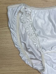 Vintage Slippery Polyester Hi Cut Panty Sheer Nylon Rayon Lace Bikini Sz.6/M
