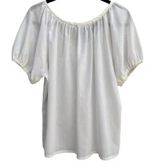Na-Ma California Vintage 70s White Floral Embroidered Peasant Blouse Puff Sleeve