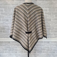 Vintage 60s 70s Butte Knit Striped Poncho Striped Retro Free Size Lagenlook