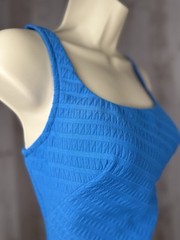Vintage 1970s Rose Marie Reid Blue Swimsuit Mod GoGo Skirt Built in Bra Retro M