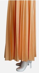 70s JC Penney Cottage Core Maxi Dress Size Small Peach Prairie Ruffle Pleat Lace