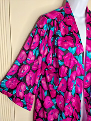 Vintage SZ Small Robby Len Fuchsia Aqua Swim Ocean Pool Fish Versatile Cover-Up