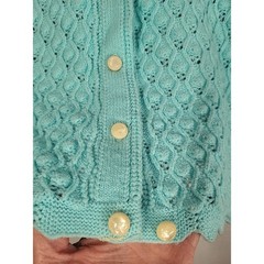 Vintage 60s Aqua Popcorn Bobble Knit Cardigan Sweater M Coquette Cottage