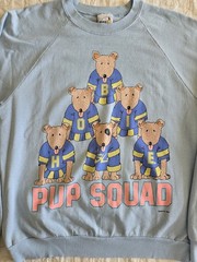 Vintage 80s Blue PUP SQUAD Sweatshirt Womens Large Grandmacore Cheerleader