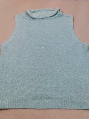 Vintage Y2K Sparkly Sleeveless Turtleneck Silk Angora Knit Top Aqua Blue Spring