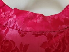 Vintage Oriental Cheongsam Dress Floral Jacquard Brocade Taffeta Hot Pink